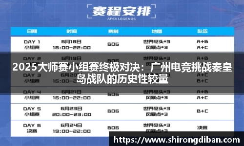 2025大师赛小组赛终极对决：广州电竞挑战秦皇岛战队的历史性较量